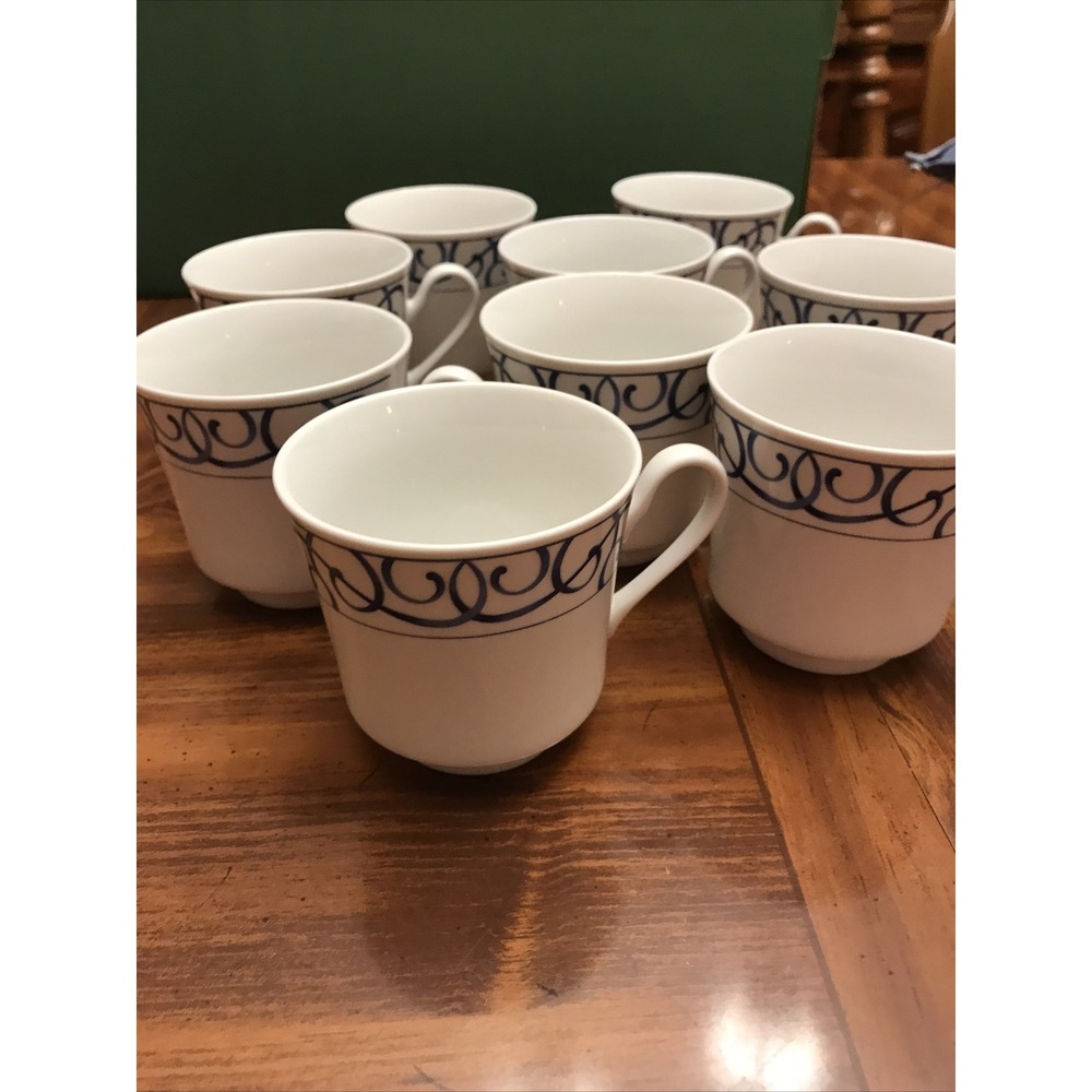 Royal Majestic Fine China Vienna Blue cups‎ Set 9